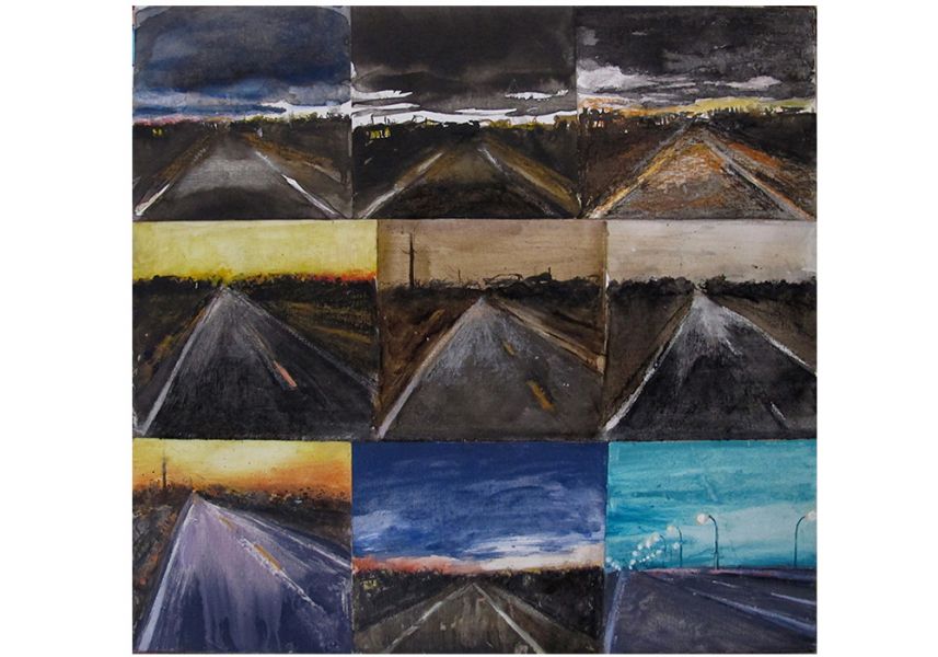 Marches. 2013 Roads Mixed Media on canvas X 9, 36 X 35