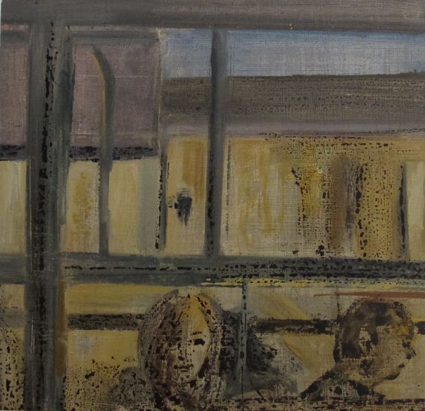 Marches. 2013. Detail of composition At the bus IV 25 x 26